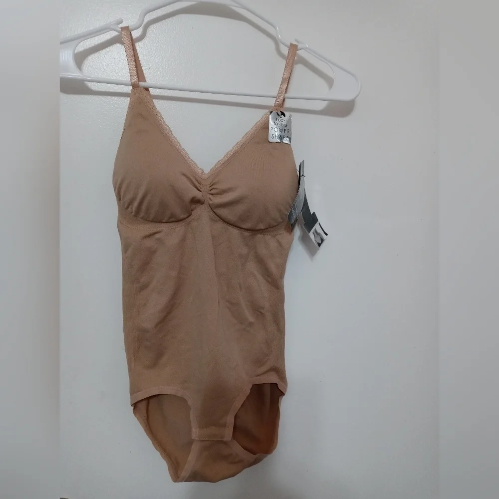 Kathy Ireland Intimates beige Body toning Power Shape Butt lift Shapewear lg